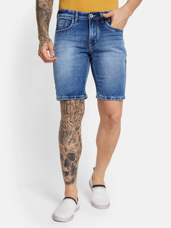 Octave Men Washed Cotton Denim Shorts