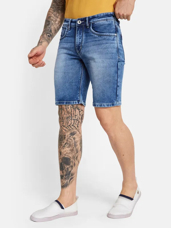 Octave Men Washed Cotton Denim Shorts