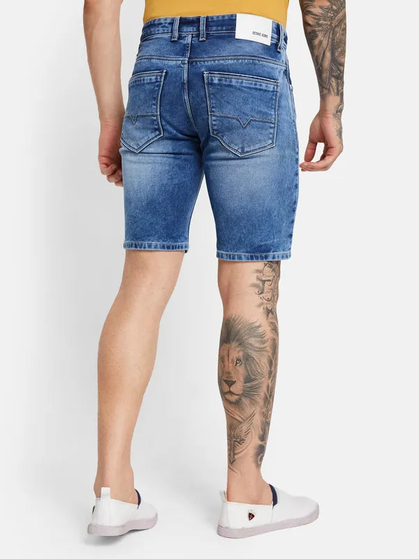 Octave Men Washed Cotton Denim Shorts