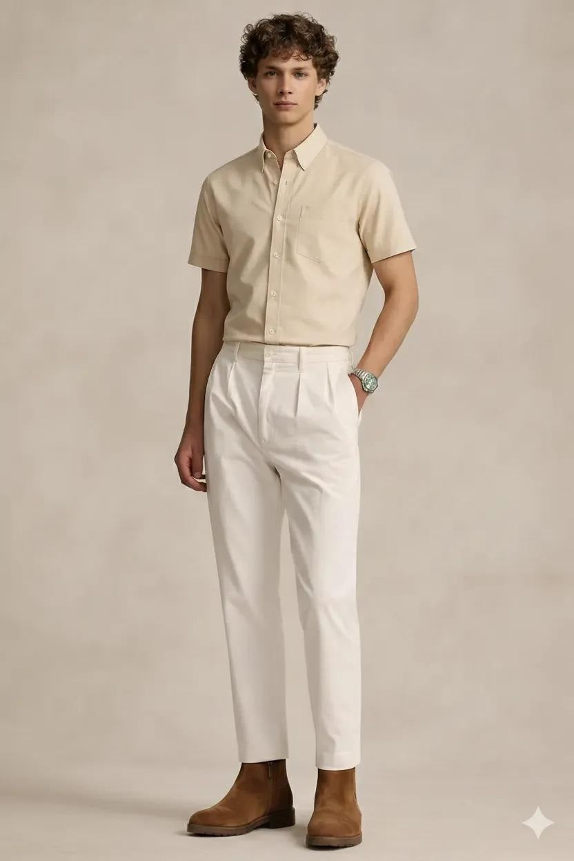 Men Polo Neck Solid Casual Shirt