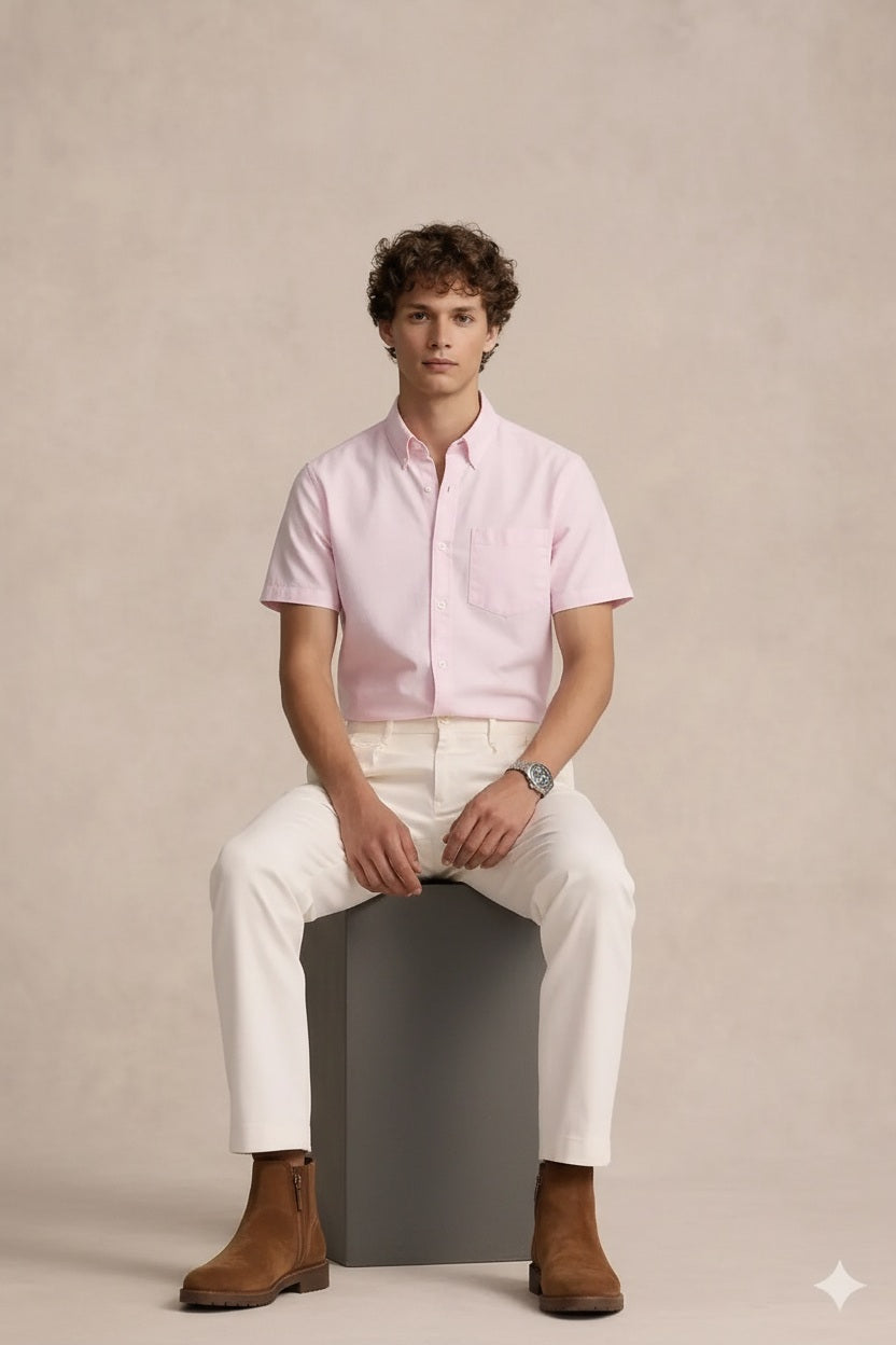 Men Polo Neck Solid Casual Shirt