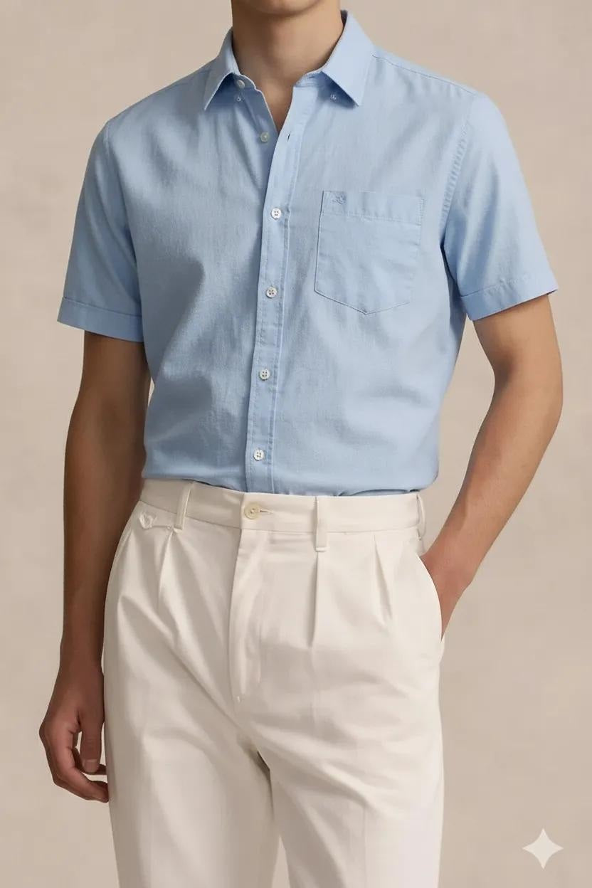 Men Polo Neck Solid Casual Shirt