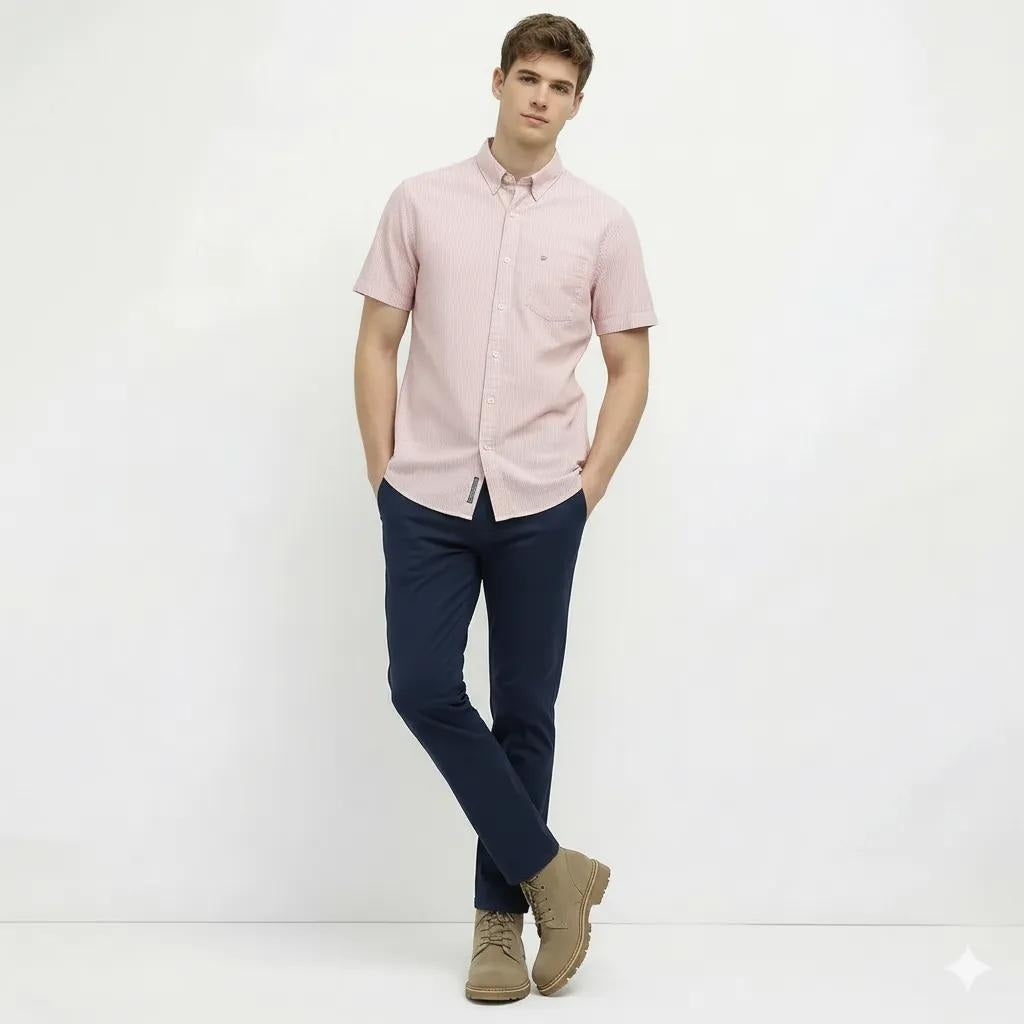 Men Pink Solid Polo Neck Shirt
