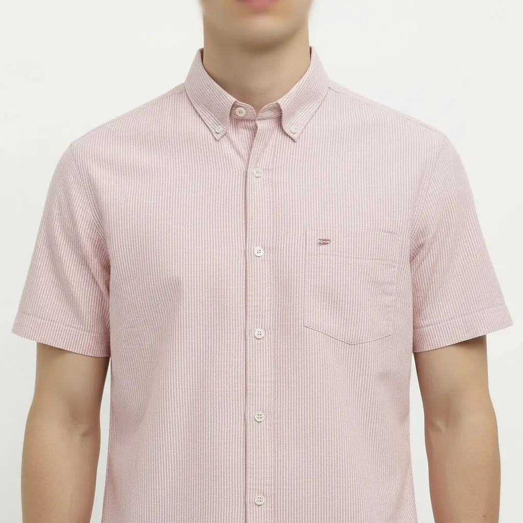 Men Pink Solid Polo Neck Shirt