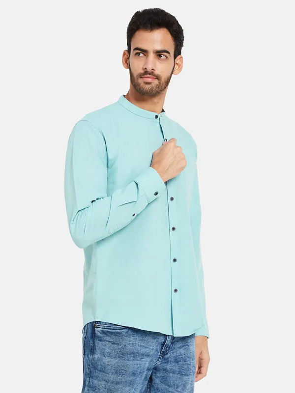 Mettle Men Blue Opaque Casual Shirt
