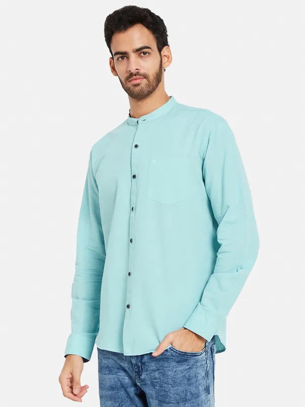 Mettle Men Blue Opaque Casual Shirt
