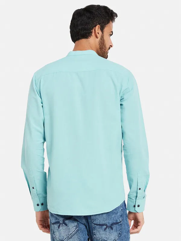 Mettle Men Blue Opaque Casual Shirt