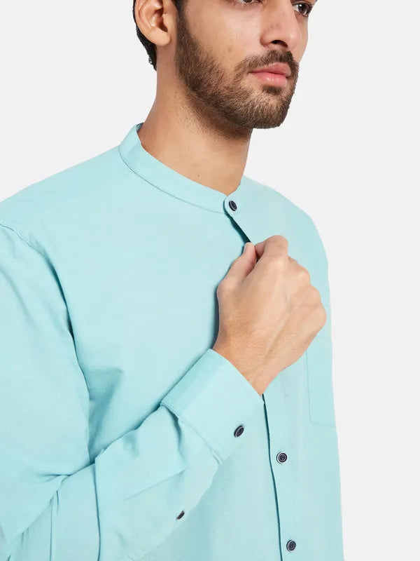 Mettle Men Blue Opaque Casual Shirt
