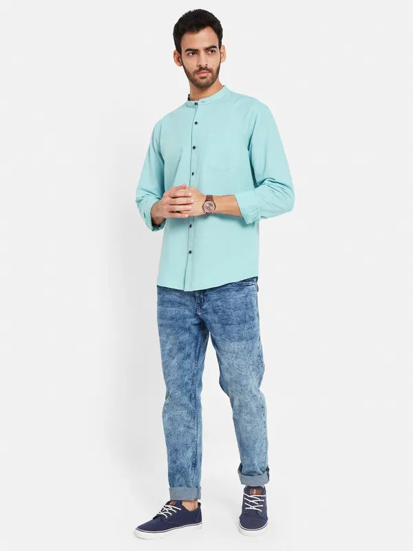 Mettle Men Blue Opaque Casual Shirt