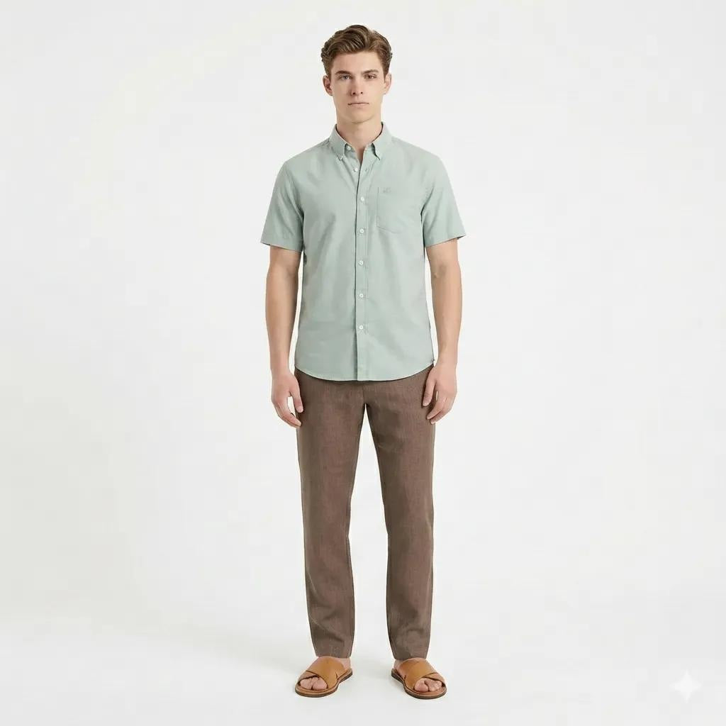 Men Polo Neck Solid Casual Shirt