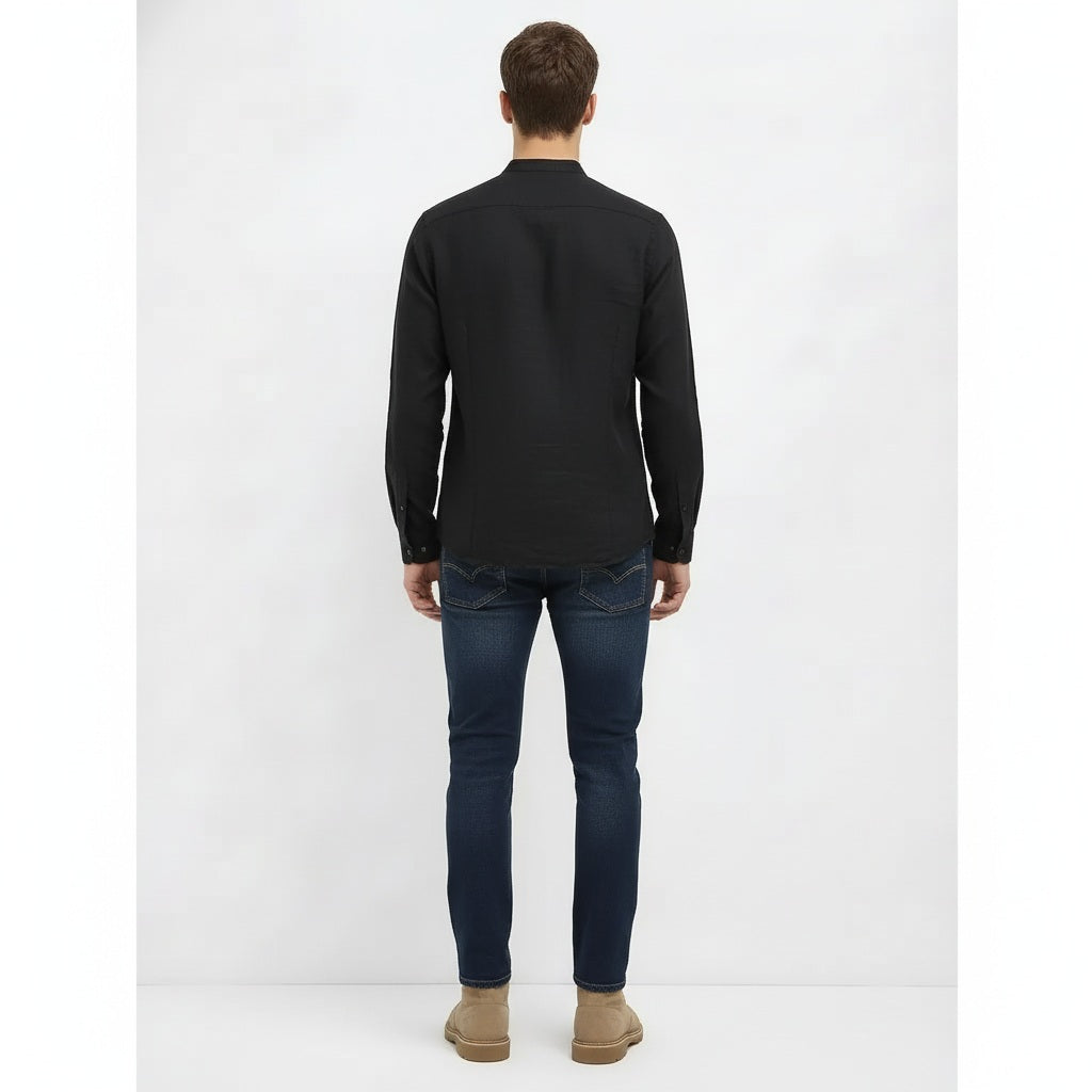 Men Polo Neck Solid Casual Shirt