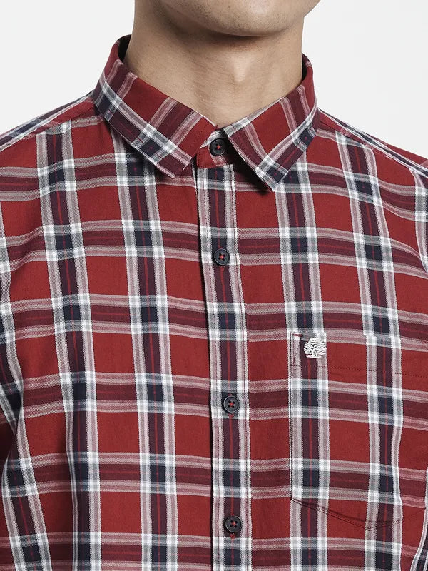 Men Maroon Tartan Checks Checked Casual Shirt