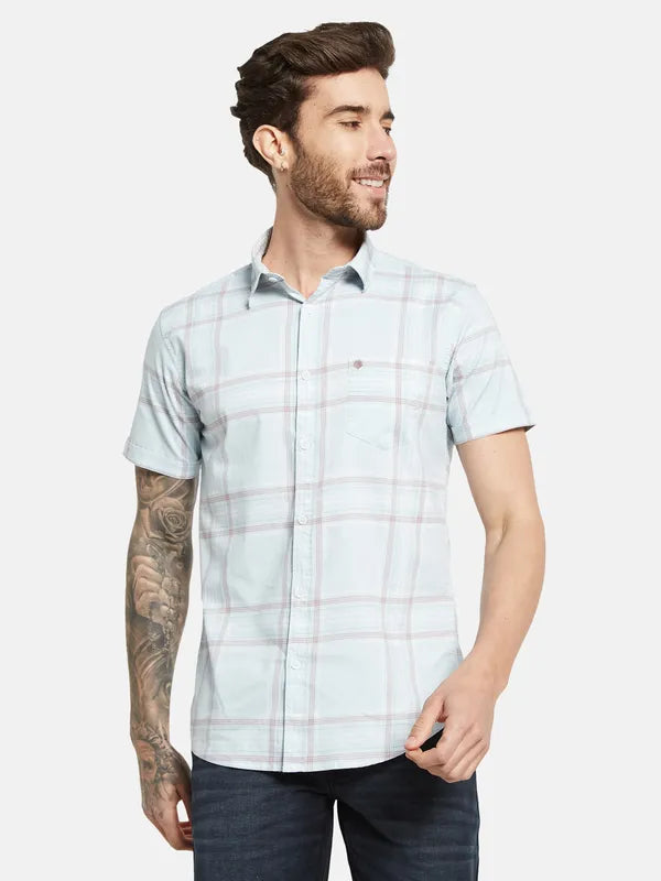 Mettle Windowpane Checks Opaque Checked Cotton Casual Shirt