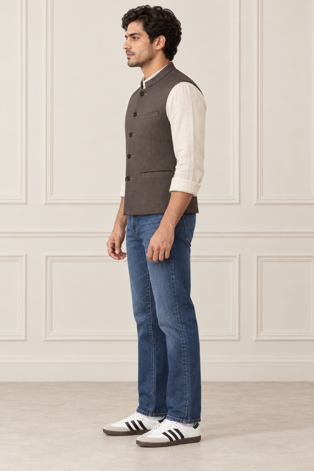 Men’s Espresso Tweed Waistcoat – Regular Fit
