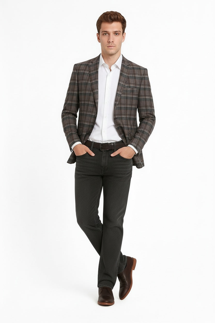 Men Checked Coat