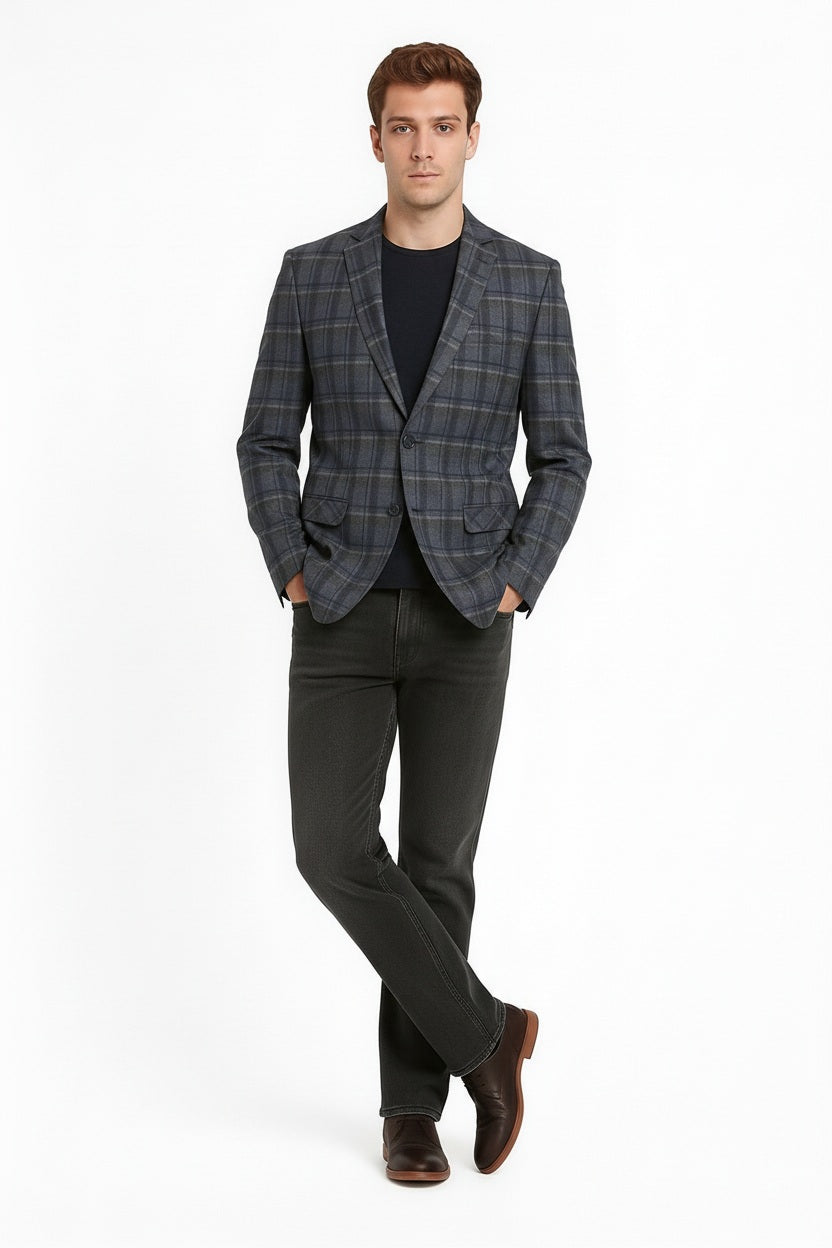 Men Checked Coat