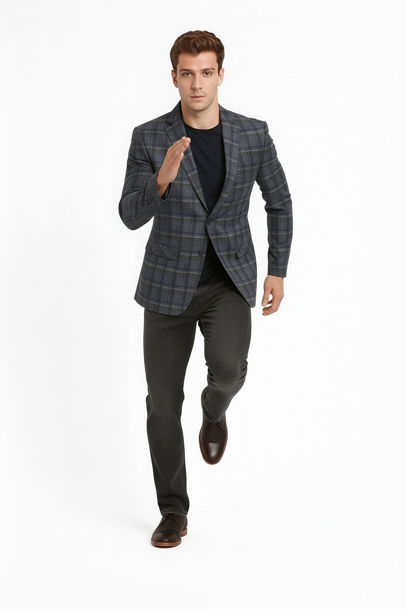 Men Checked Coat