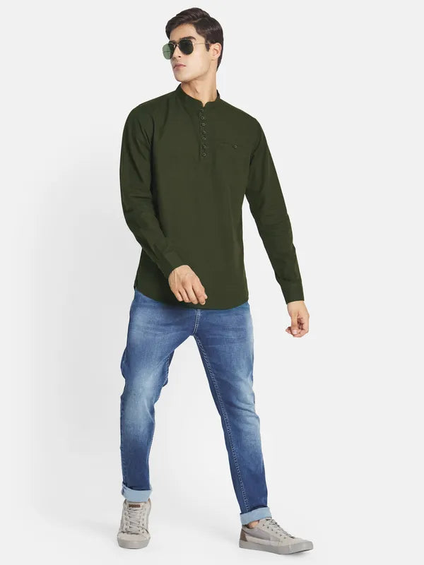 Mettle Men Olive Green Casual Shirt