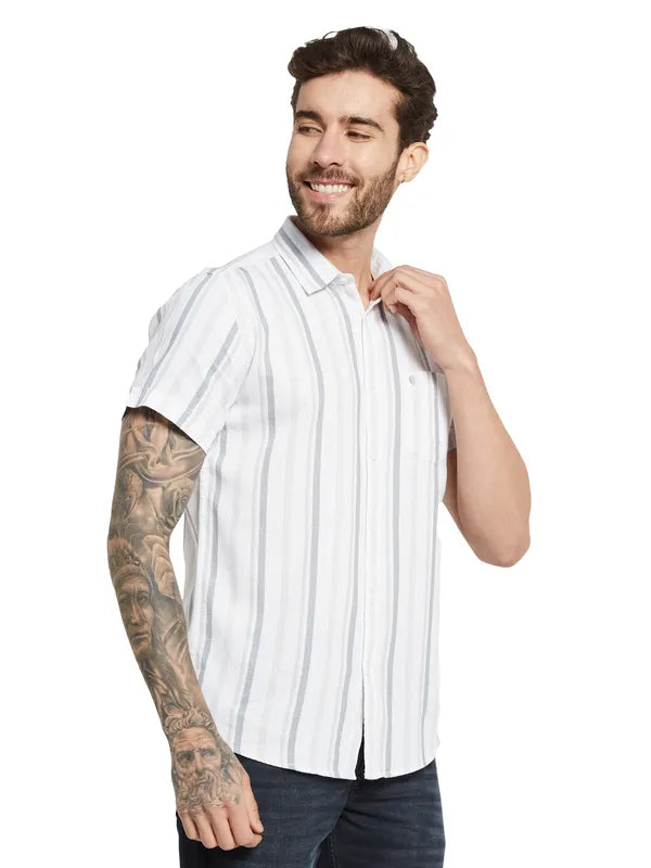 Mettle Opaque Striped Cotton Casual Shirt