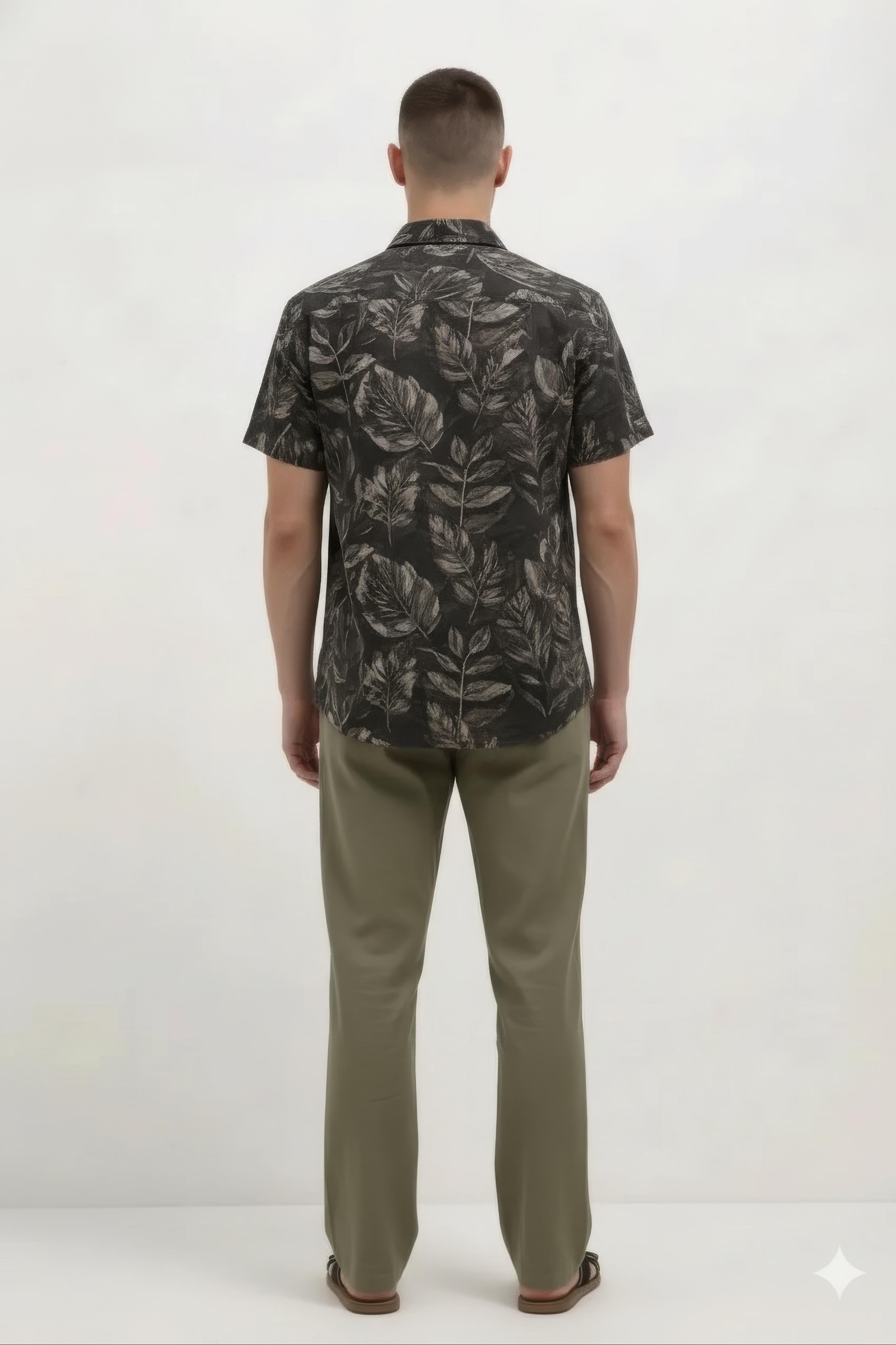 Men Floral Printed Polo Collar Shirt