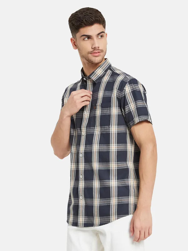 Contrast Check Half Sleeve Shirt