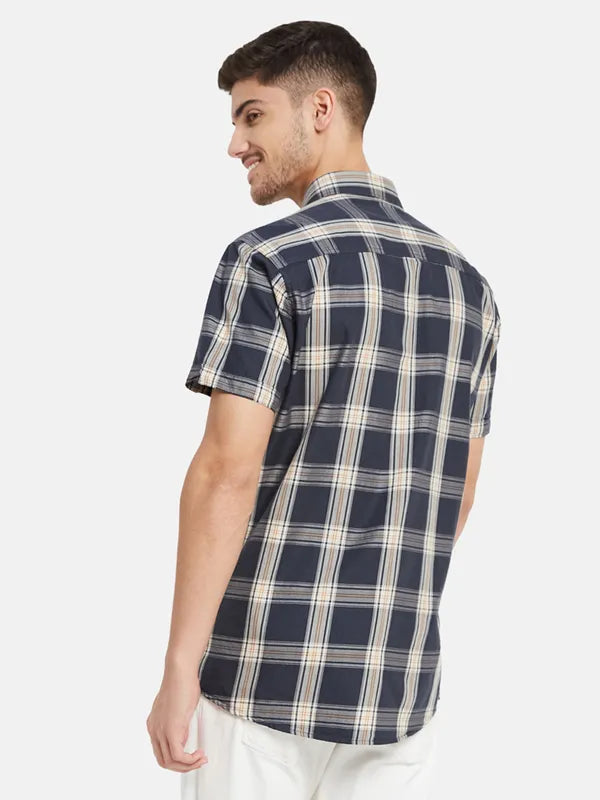Contrast Check Half Sleeve Shirt