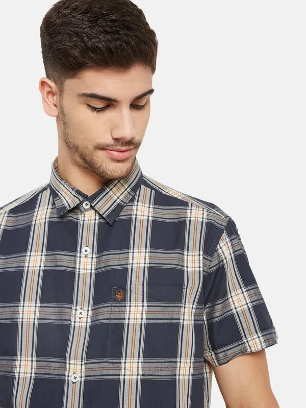 Contrast Check Half Sleeve Shirt