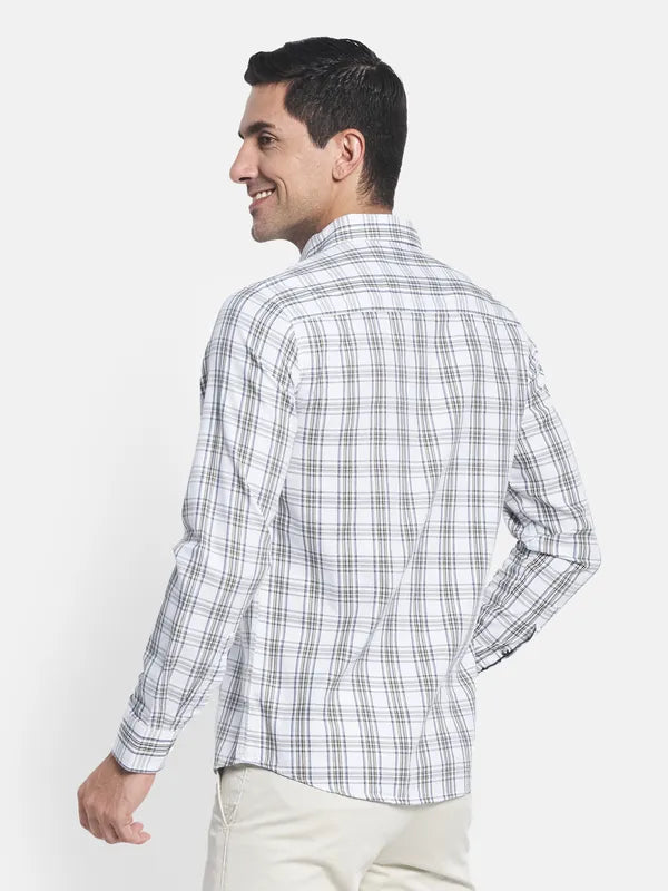 Men White Tartan Checks Checked Regular Fit Casual Shirt