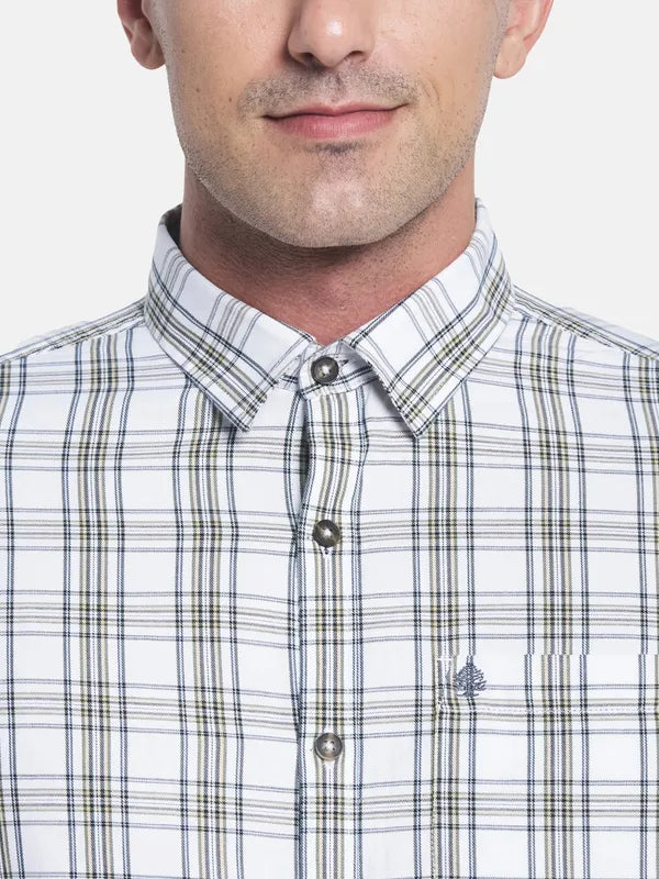 Men White Tartan Checks Checked Regular Fit Casual Shirt