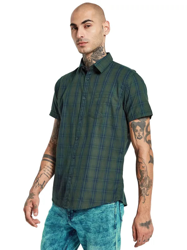 Mettle Opaque Checked Cotton Casual Shirt