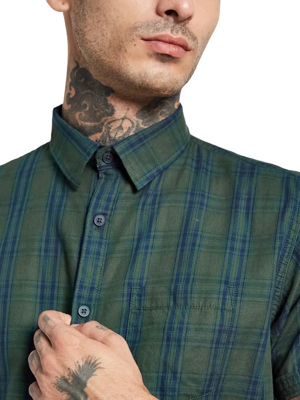Mettle Opaque Checked Cotton Casual Shirt