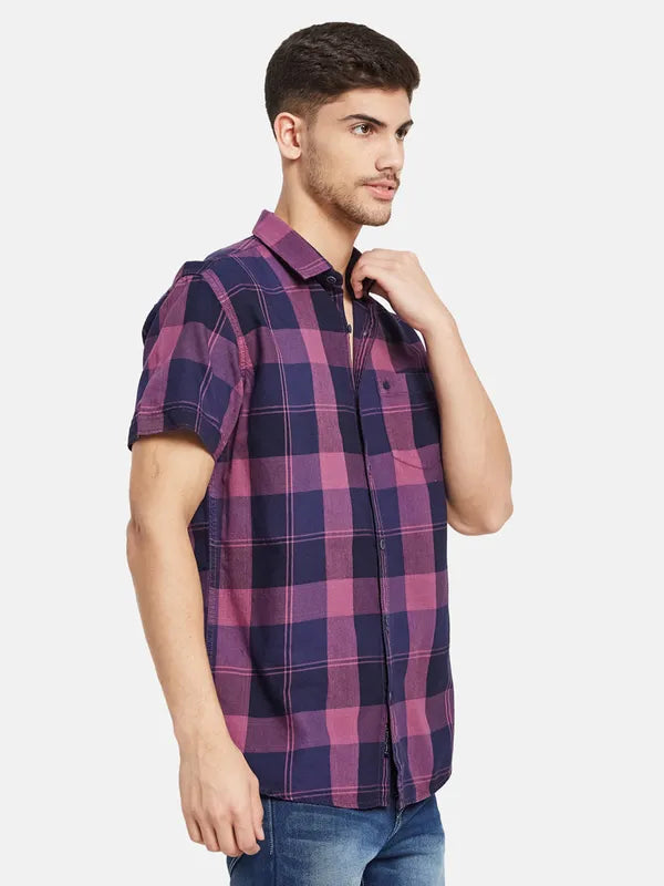 Contrast Check Half Sleeve Shirt