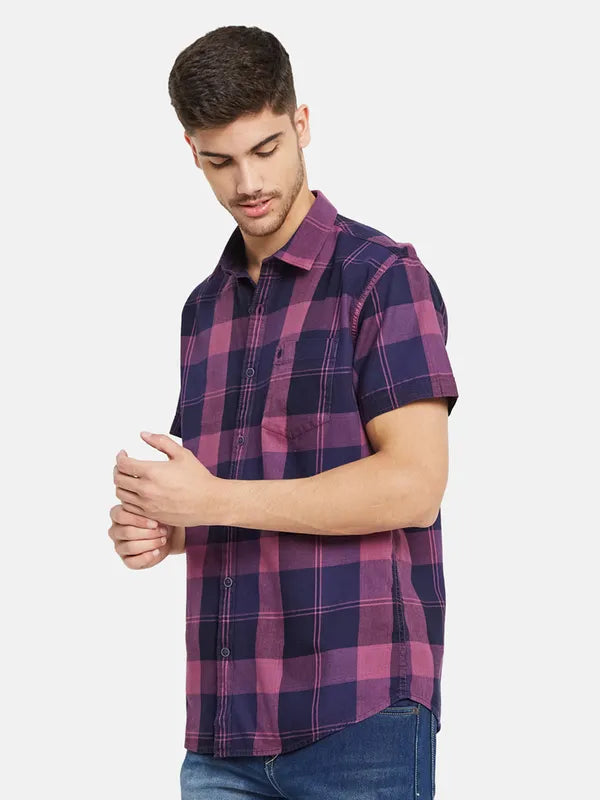 Contrast Check Half Sleeve Shirt