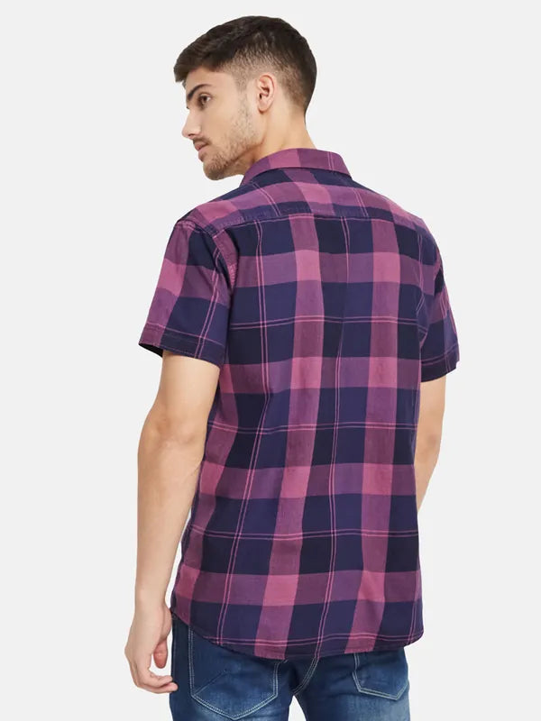 Contrast Check Half Sleeve Shirt