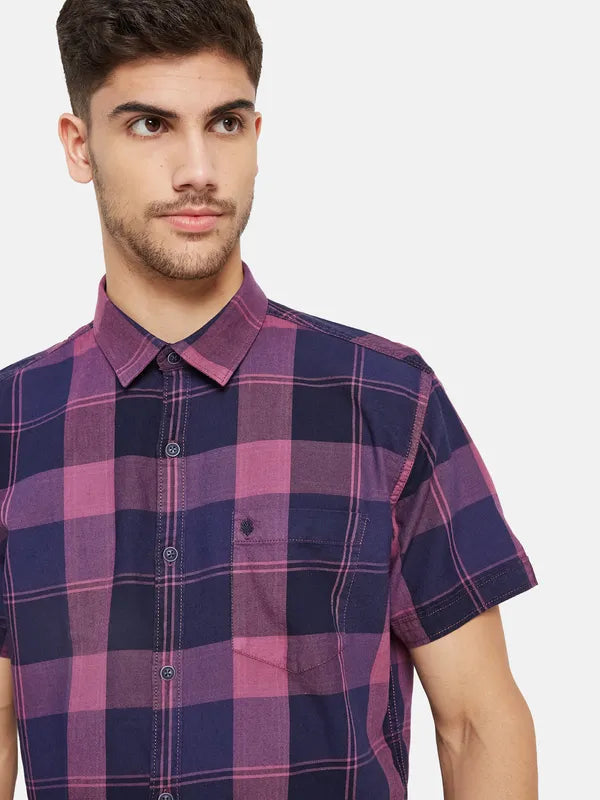 Contrast Check Half Sleeve Shirt
