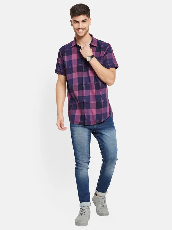 Contrast Check Half Sleeve Shirt
