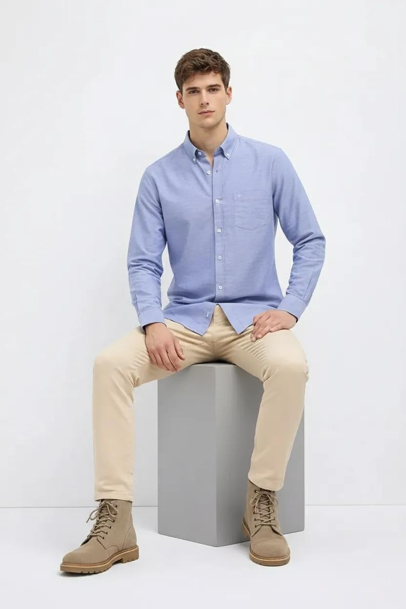 Men Polo Neck Solid Casual Shirt