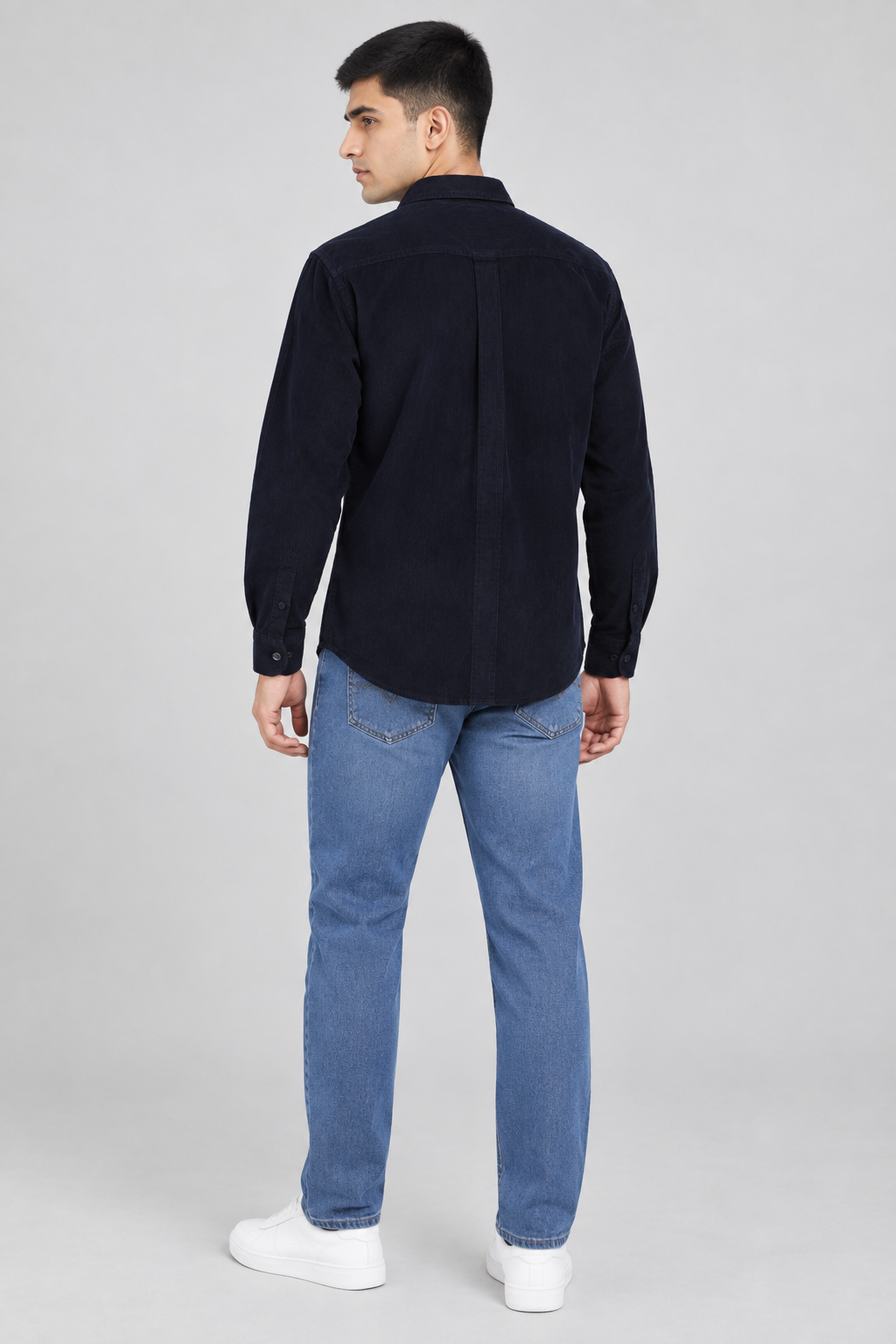 Men’s Regular Fit Corduroy Shirt – Navy Full Sleeve Casual Shirt