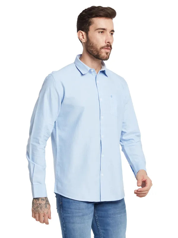 Mettle Spread Collar Long Sleeves Cotton Casual Shirt