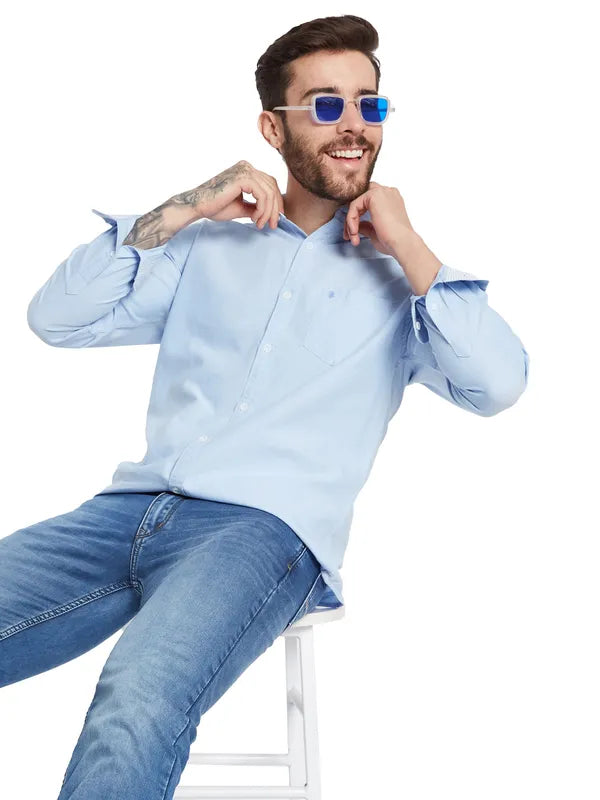 Mettle Spread Collar Long Sleeves Cotton Casual Shirt