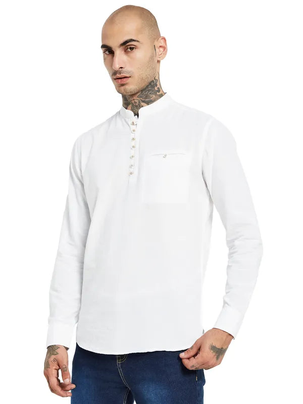 Mettle Mandarin Collar Opaque Casual Shirt