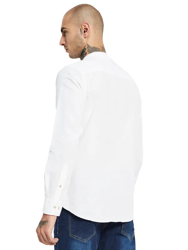 Mettle Mandarin Collar Opaque Casual Shirt