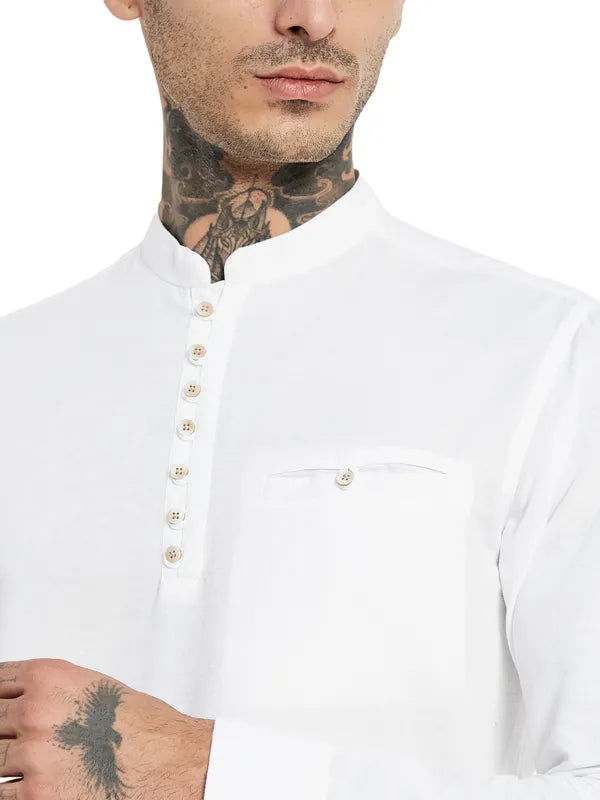 Mettle Mandarin Collar Opaque Casual Shirt