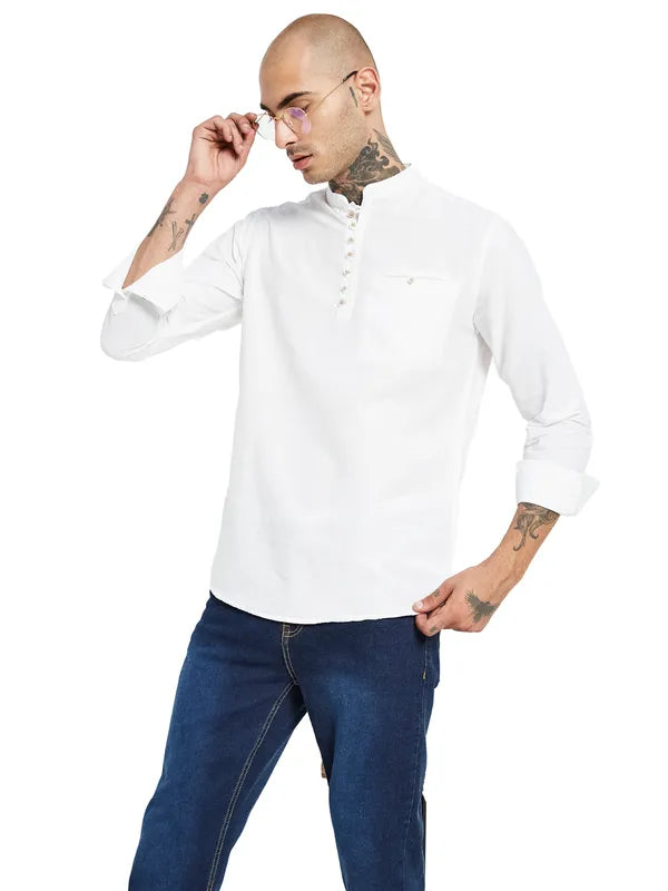 Mettle Mandarin Collar Opaque Casual Shirt