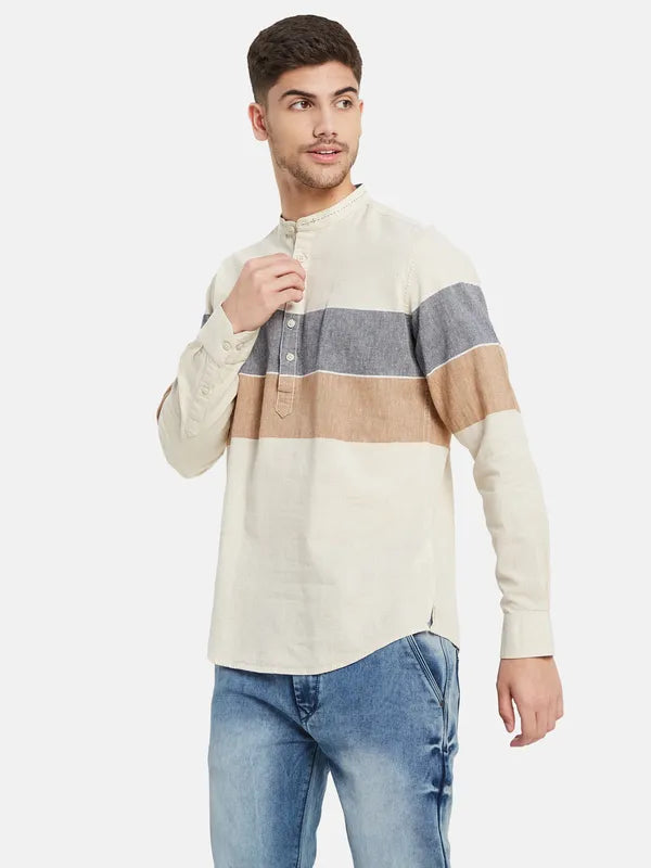 Colourblock Linen Kurta