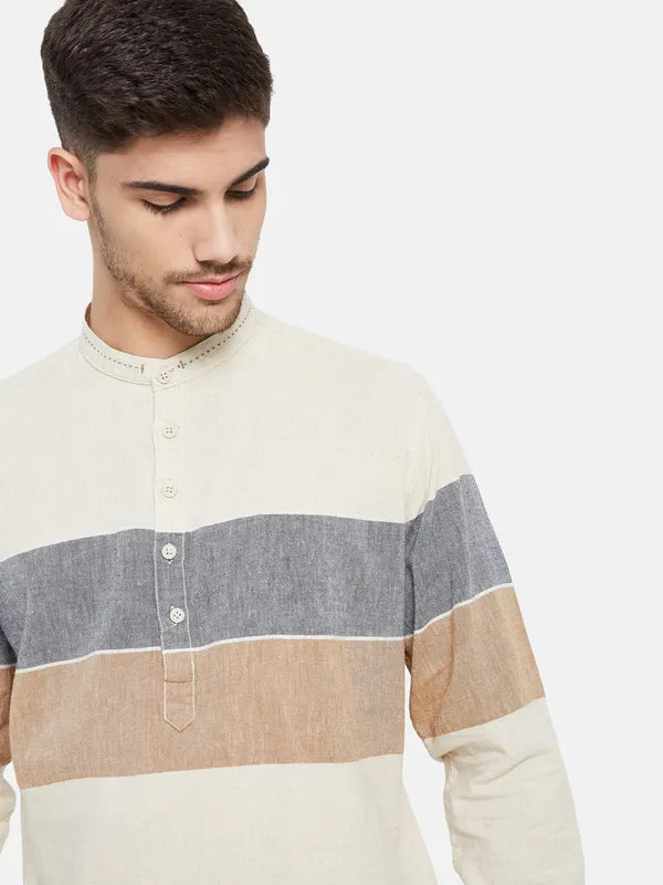 Colourblock Linen Kurta