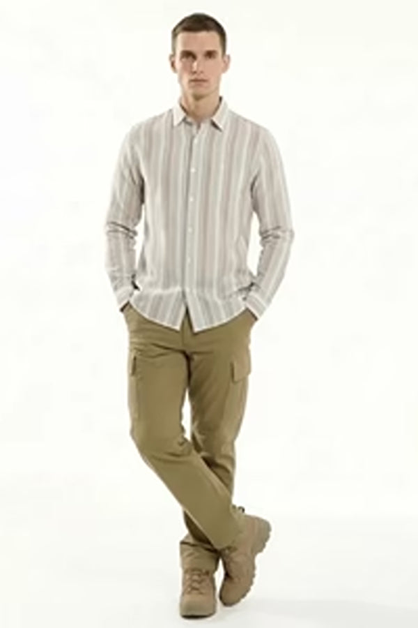 Men Natural Striped Casual Shirt