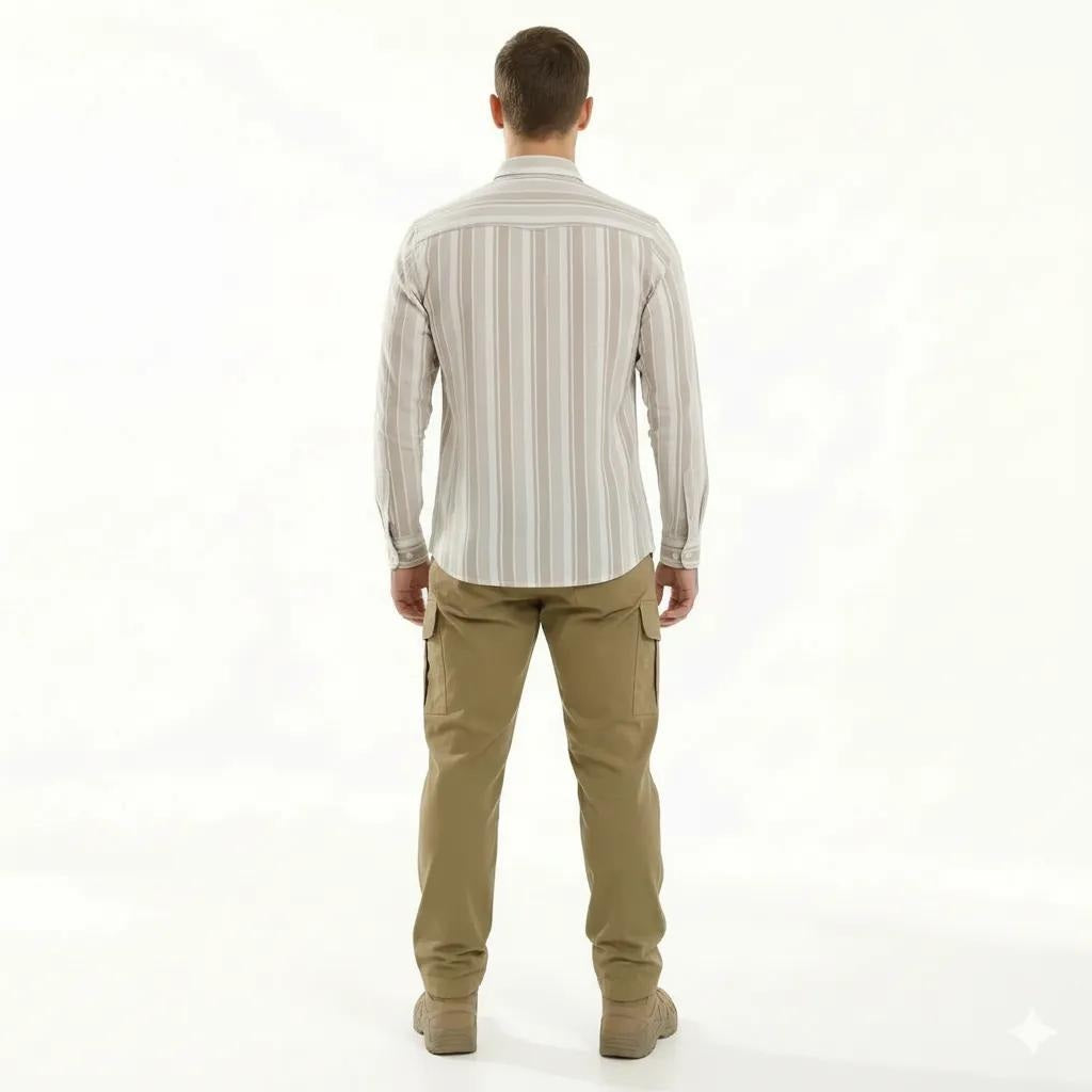 Men Striped Polo Neck Shirt