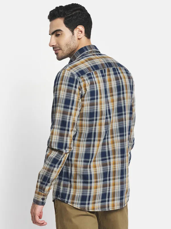 Men Yellow Tartan Checks Checked Casual Shirt