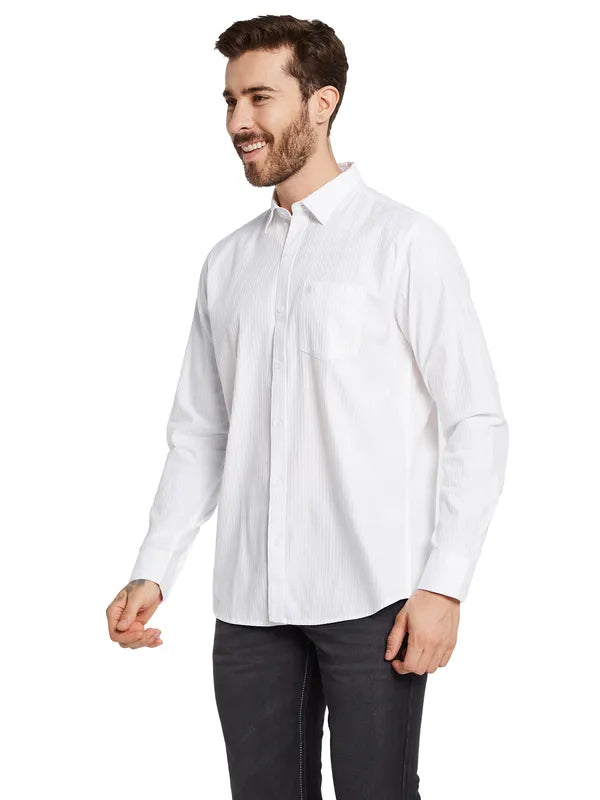 Mettle Men Textured Spread Collar Pocket Casual Shirt